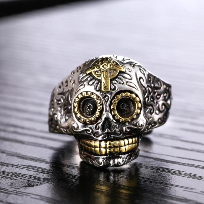 Mexikanischer Totenkopf-ring Für Männer (edelstahl)
