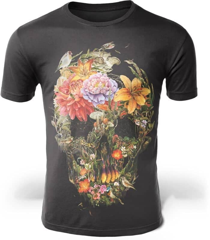 T-shirt Totenkopf Blumen